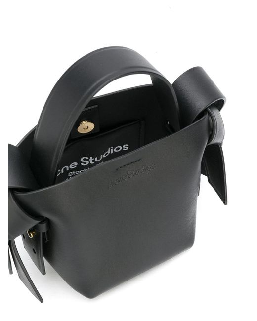 Acne Black Musubi Logo Embossed Micro Tote Bag