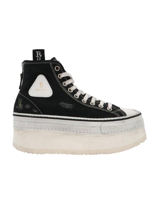 R13 Black Platform High-Top Sneakers