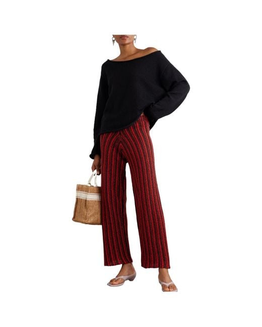 The Elder Statesman Red Striped Loose-Fit Trousers