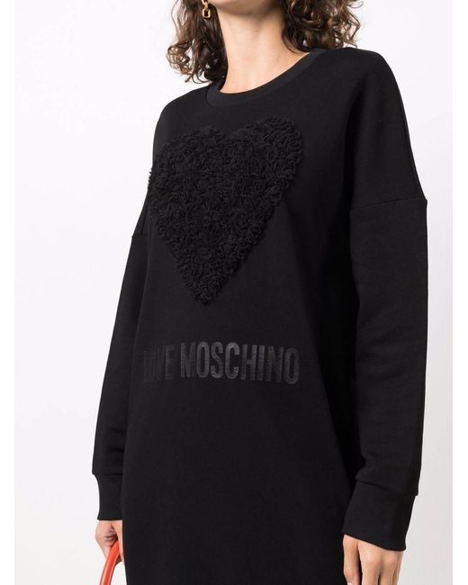 Moschino Black Heart-Patch Sweat Dress