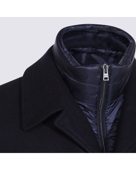 Herno Blue Single Breasted Long Coat for men