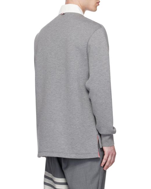 Thom Browne Gray Logo-Patch Rugby Polo Top for men
