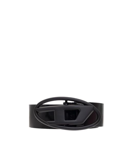 DIESEL Black Oval D Logo B-1Dr Belt for men