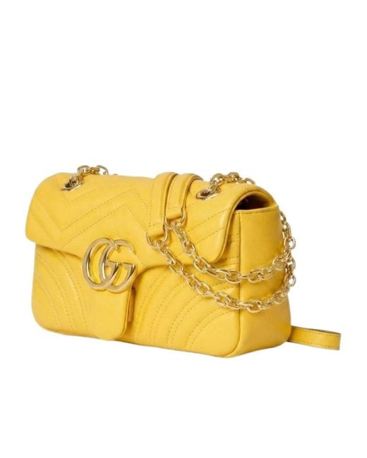 Gucci Yellow Gg Marmont Small Shoulder Bag