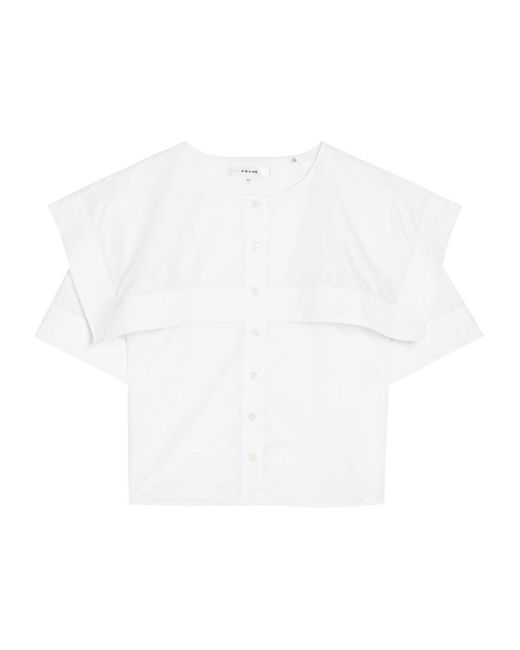 FRAME White Cape-Effect Cotton Blouse