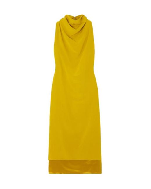 Altuzarra Yellow Noor Draped Silk-Satin Midi Dress