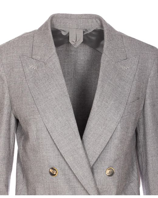 Max Mara Gray Harald Double-Breasted Tailored Blazer