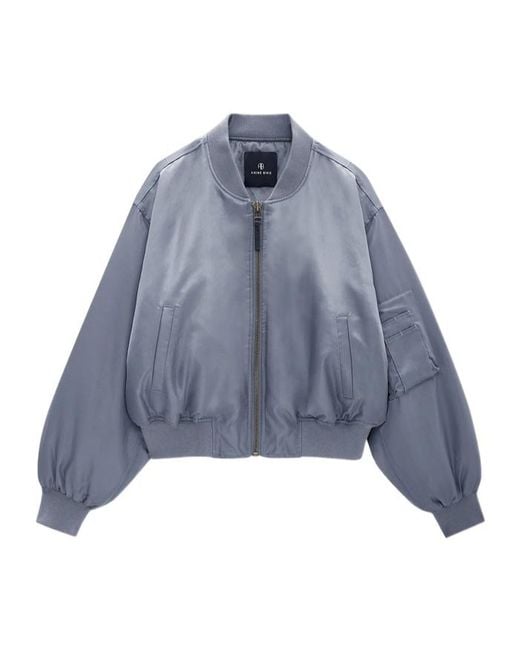 Anine Bing Blue Cropped Bomber Jacket
