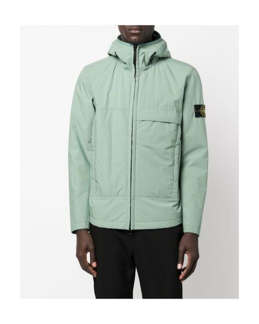 Stone Island Green Logo-Patch Jacket for men