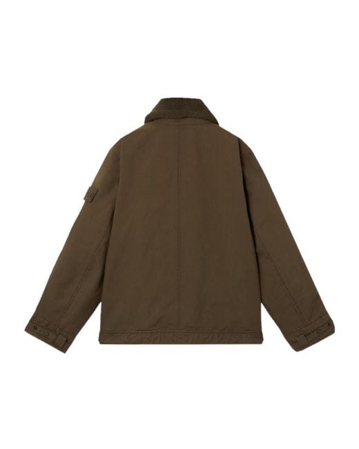 Stone Island Brown Padded Coach Jacket With Detachable Collar And Anti-Drop for men