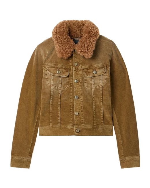 R13 Brown Trucker Fleece-Trimmed Cotton-Blend Corduroy Jacket