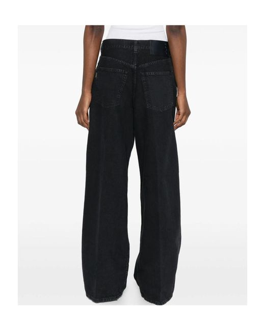 Haikure Black Pleated Wide Leg Jeans