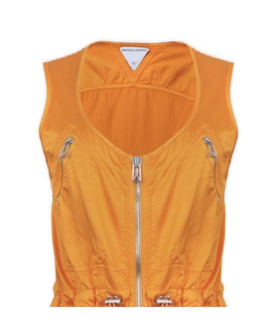 Bottega Veneta Orange Lightweight Zipped Puffball Dress