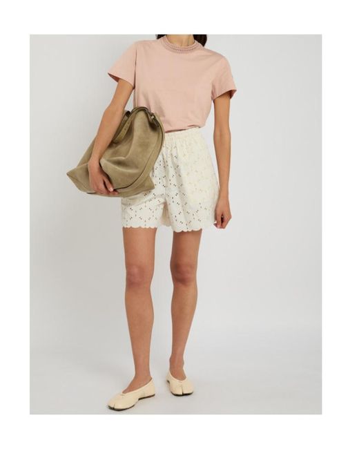 Moncler Pink Woven Crew-Neck Cotton T-Shirt