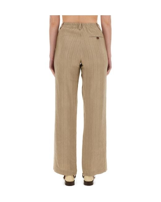 Alysi Natural Herringbone Straight Leg Trousers