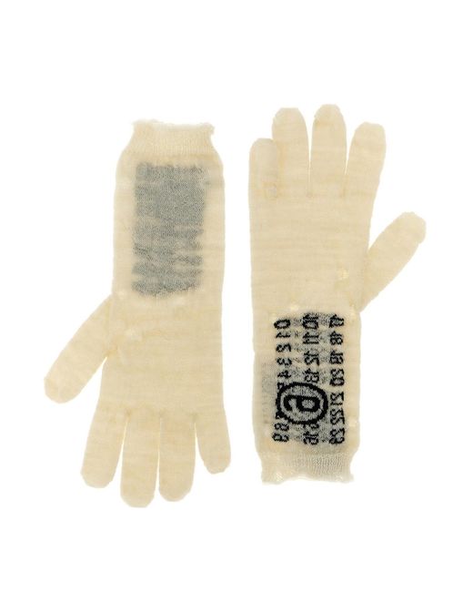MM6 by Maison Margiela White Numbers-Motif Gloves