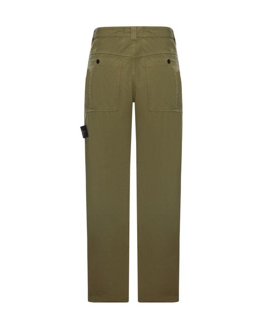Stone Island Green Tapered Patch Pocket Pants for men