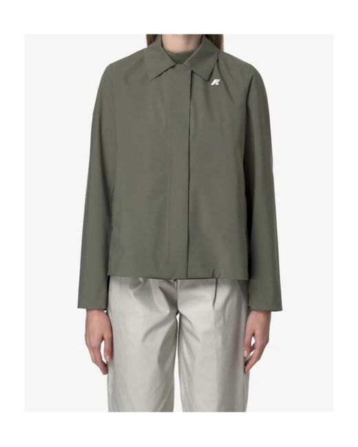 K-Way Green Waterproof Collared Jacket