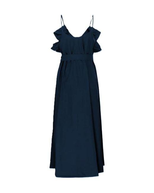 P.A.R.O.S.H. Blue Ruffled Midi Dress