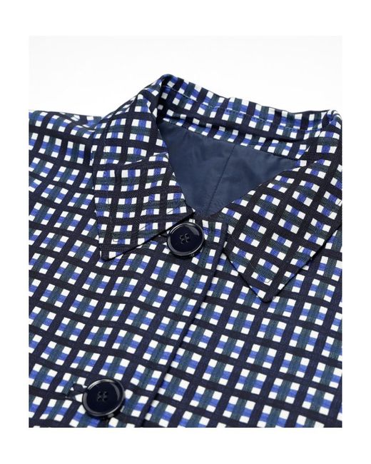Weekend by Maxmara Blue Checkered Detail Coat