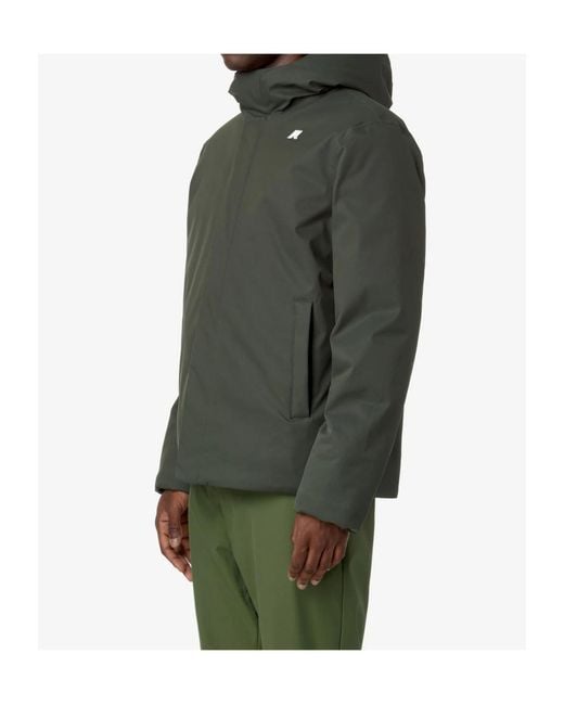 K-Way Green Logo Hooded Casual Jacket for men