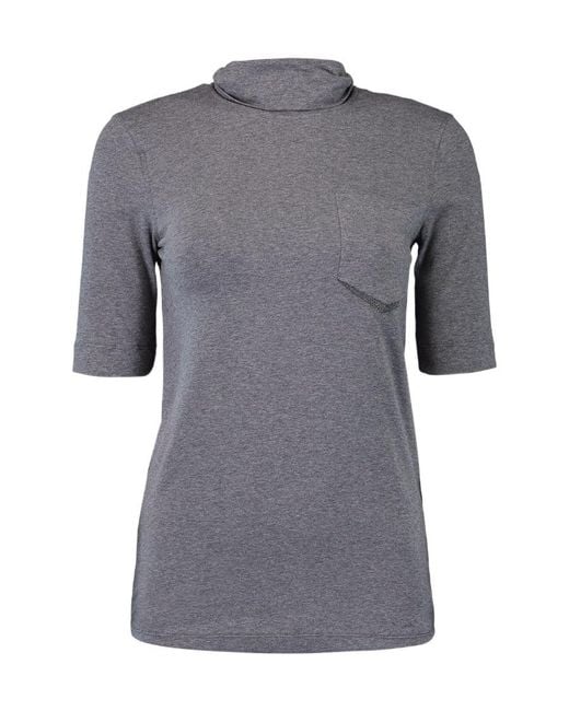 Brunello Cucinelli Gray Chest Pocket Cotton T-Shirt