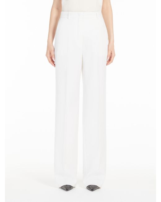 Max Mara White Studio Pleat Detailed Straight Leg Trousers