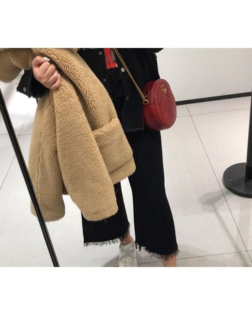 Gucci Red Gg Marmont Mini Leather Round Shoulder Bag