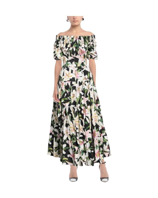 Dolce & Gabbana White Floral Print Short-Sleeve Dress