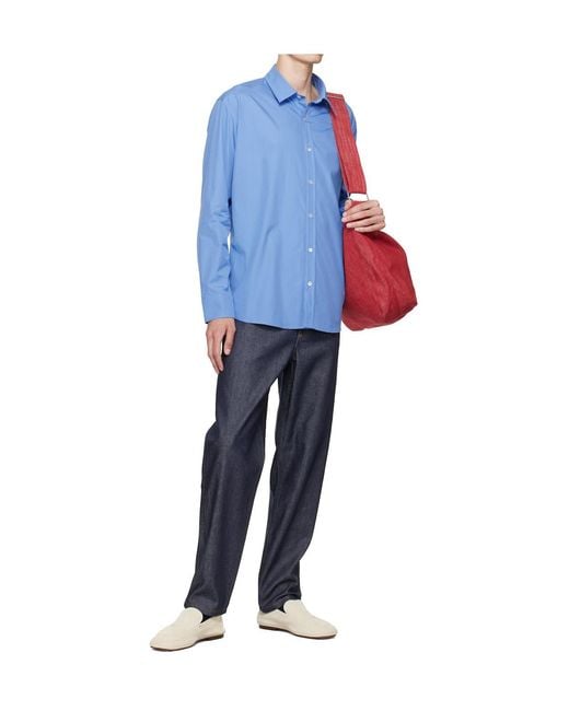 A.P.C. Blue Long-Sleeve Button-Down Shirt for men