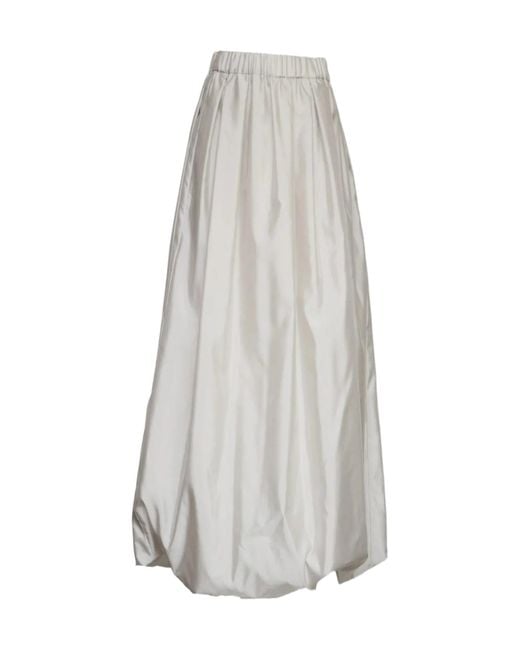 Max Mara White Elastic Waist Gathered Skirt
