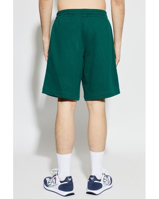 EA7 Green Logo Print Sweat Shorts for men