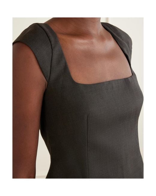 St. Agni Black Short-Sleeved Square Neck Top