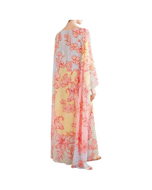 Mary Katrantzou Pink Printed Fil Coupé Organza Kaftan