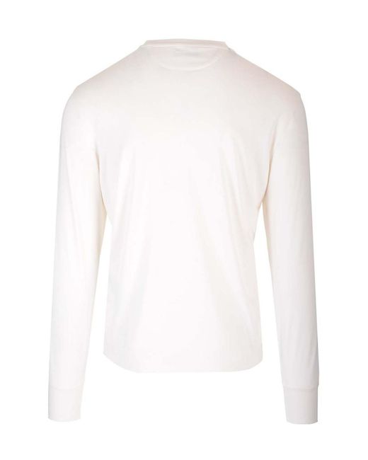 Tom Ford White Crewneck Long-Sleeved T-Shirt for men