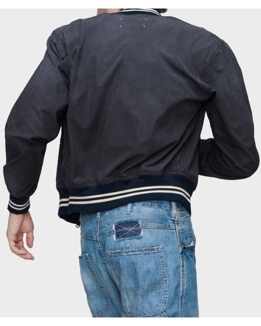 Maison Margiela Blue Varsity Bomber Jacket for men