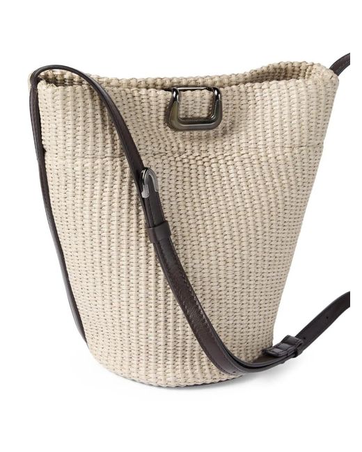 Brunello Cucinelli White Sartorial Small Bucket Bag