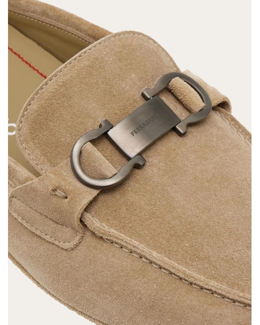 Ferragamo Brown Loafer Mule With Gancini Ornament for men
