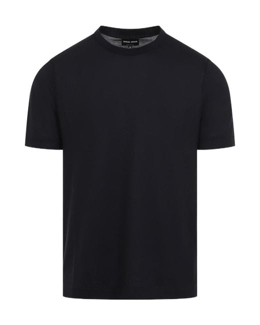 Giorgio Armani Black Short-Sleeved Knitted T-Shirt for men