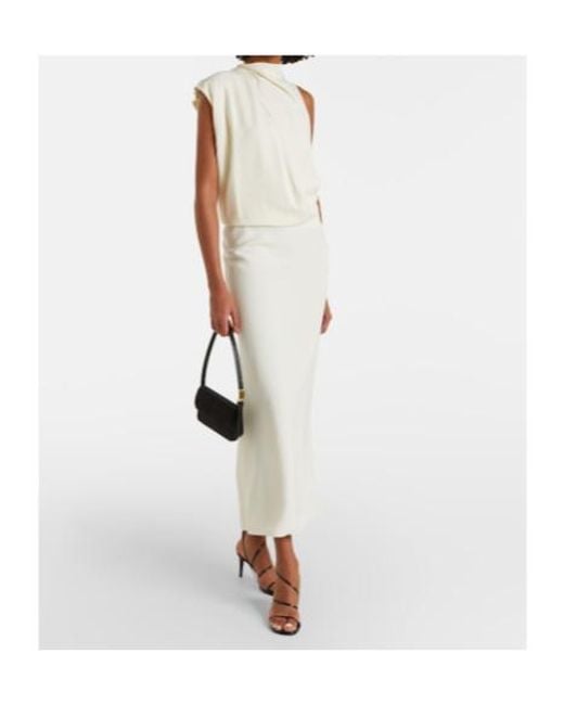 Sportmax White Ebbri Draped Maxi Dress