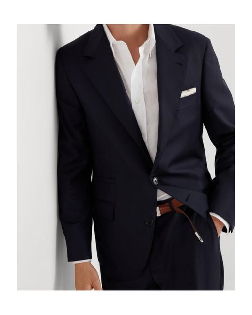 Brunello Cucinelli Blue Single-Breasted Virgin-Wool Blazer for men