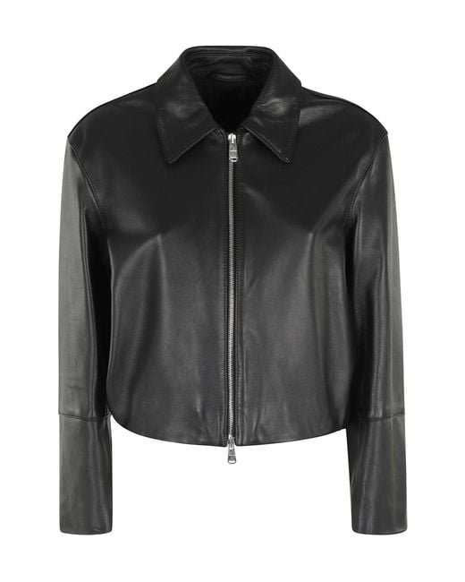 Dondup Black Long-Sleeved Leather Jacket