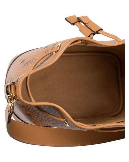 MCM Brown Hogan Dessau Monogram Printed Bucket Bag