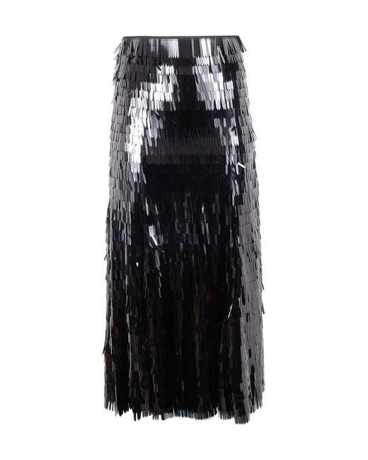 Self-Portrait Black Sequin Midi Skirt