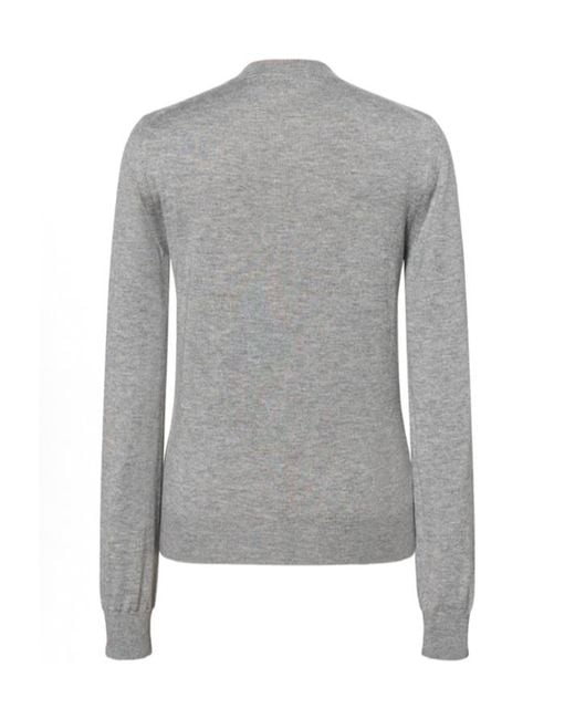 Miu Miu Gray Crewneck Button-Up Cardigan