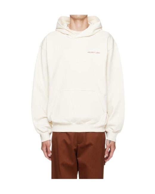 Helmut Lang White Long-Sleeved Hoodie for men