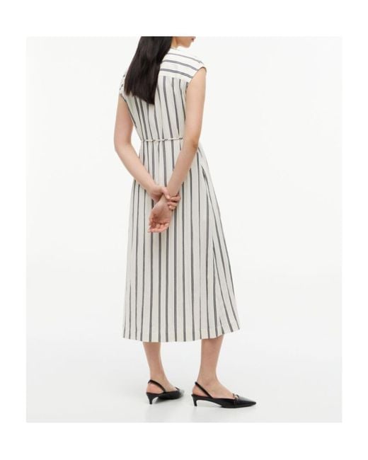 Tommy Hilfiger White Striped Double-Breasted Midi Dress