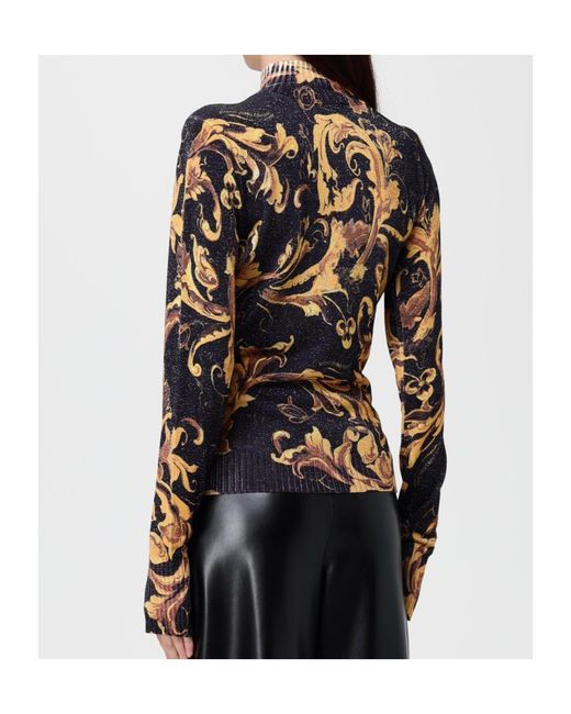 Versace Jeans Black Couture Baroque-Printed High Neck Blouse