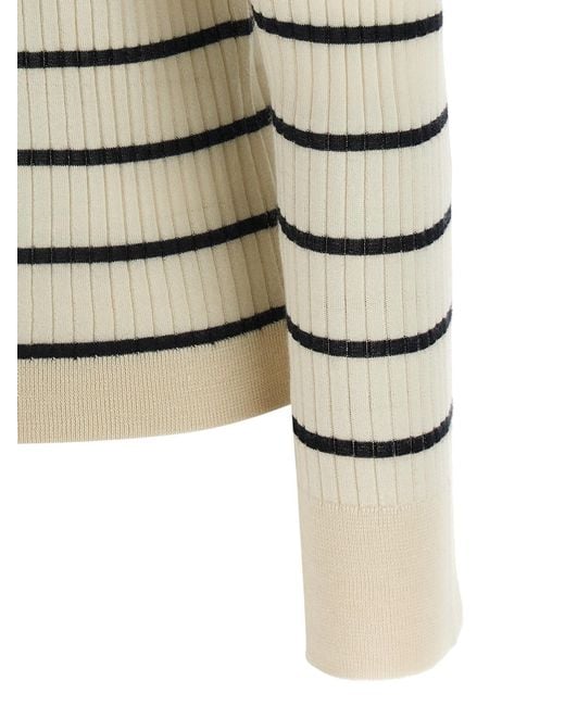 Max Mara Gray Striped Knitted Polo Shirt