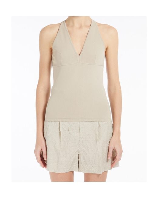 Max Mara Natural Armida1234 V-Neck Sleeveless Top